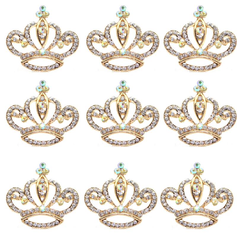 New 5PCS40 * 37MM Alloy Crown Rhinestone Edge Jewelry Accessories Flat Bottom Colorful Clothing Hair Decoration Materials