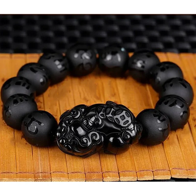 Natural Obsidian Stone Mink Bracelet Jewelry Fine  Jewelry Buddha  crystal Obsidian Transfer Mink Bracelet Jewelry