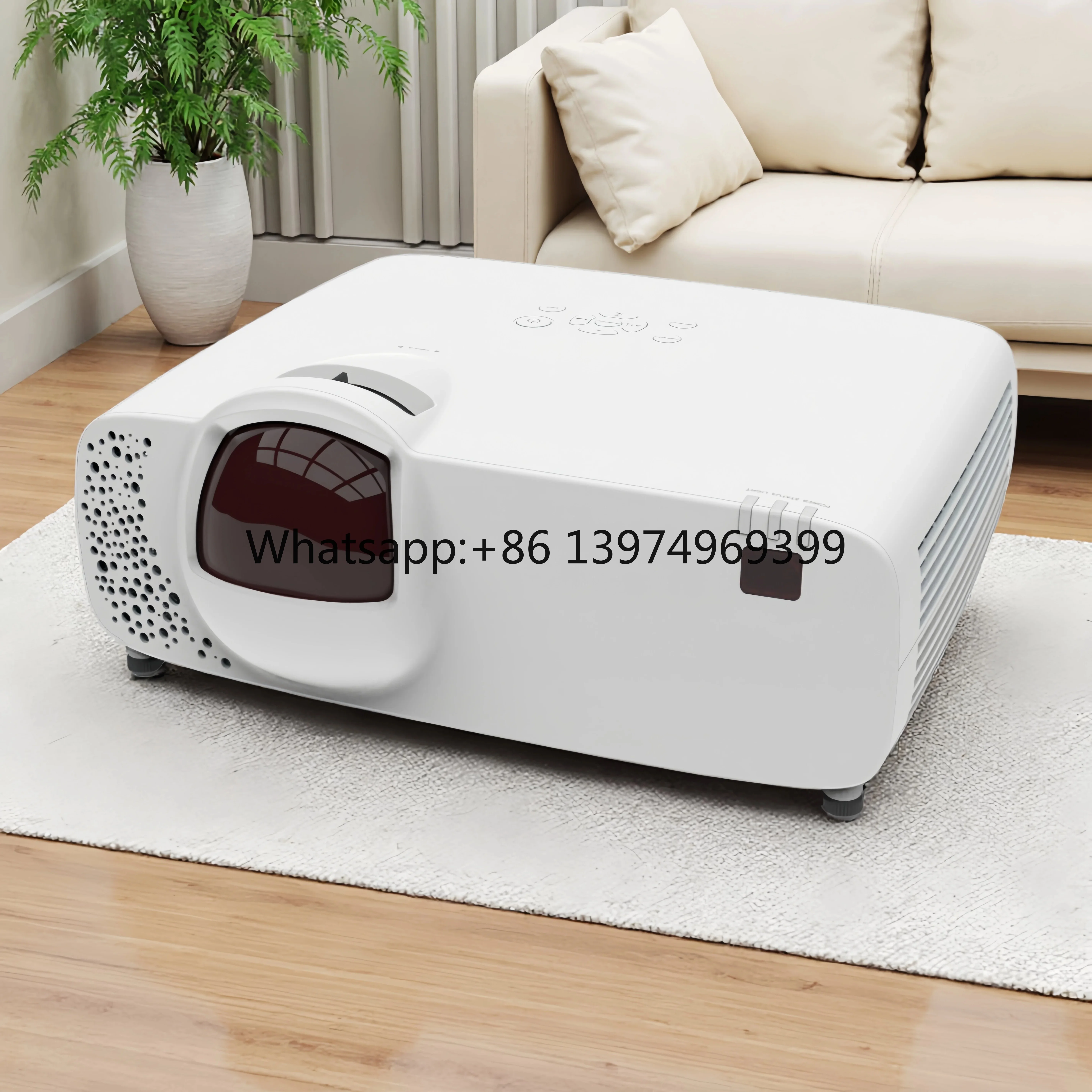 5200 Lumens 4K Enhancement Short Throw Laser Projector 0.44:1 with Built-In Speakers Portable for Classroom & Conference Rooms