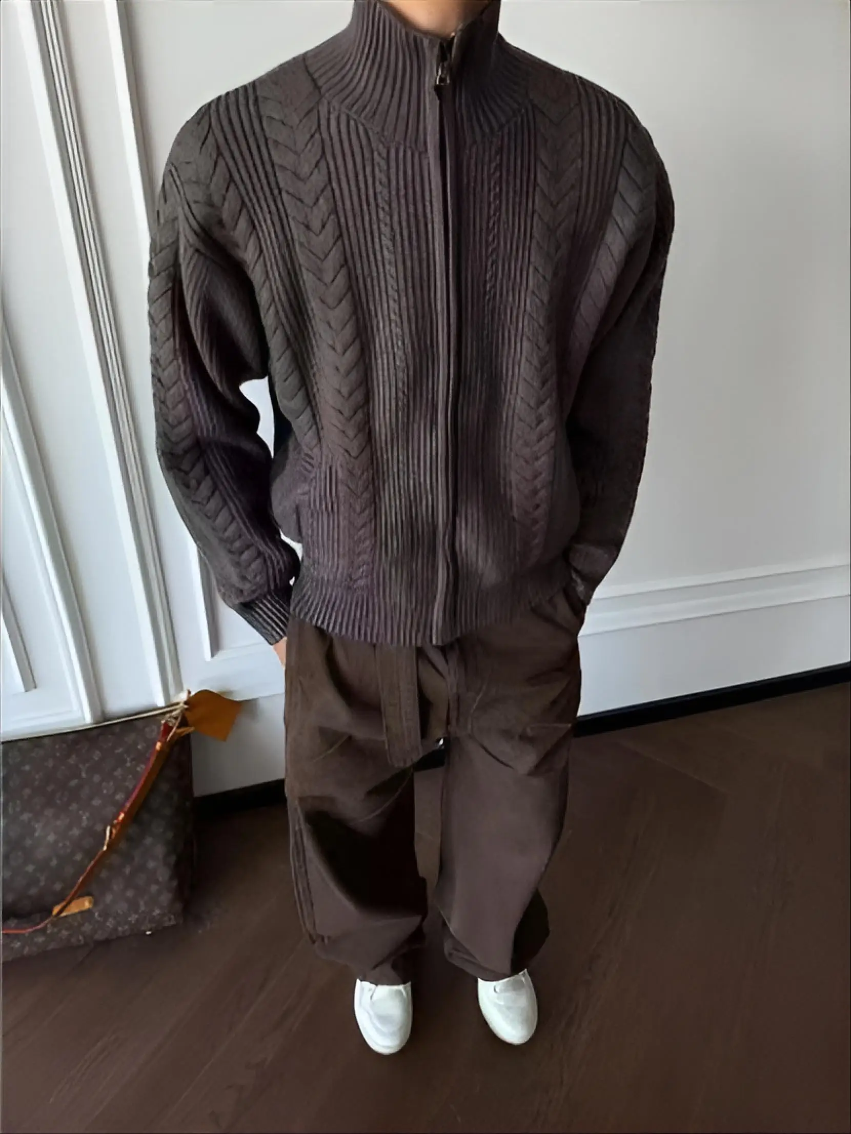 

Fur Collar Pullovers Gym Mens Raglan Sleeves Norwegian Fishing Ultra-Light Rollneck Young Adult Male Fluffy Autumn Simplicity OL