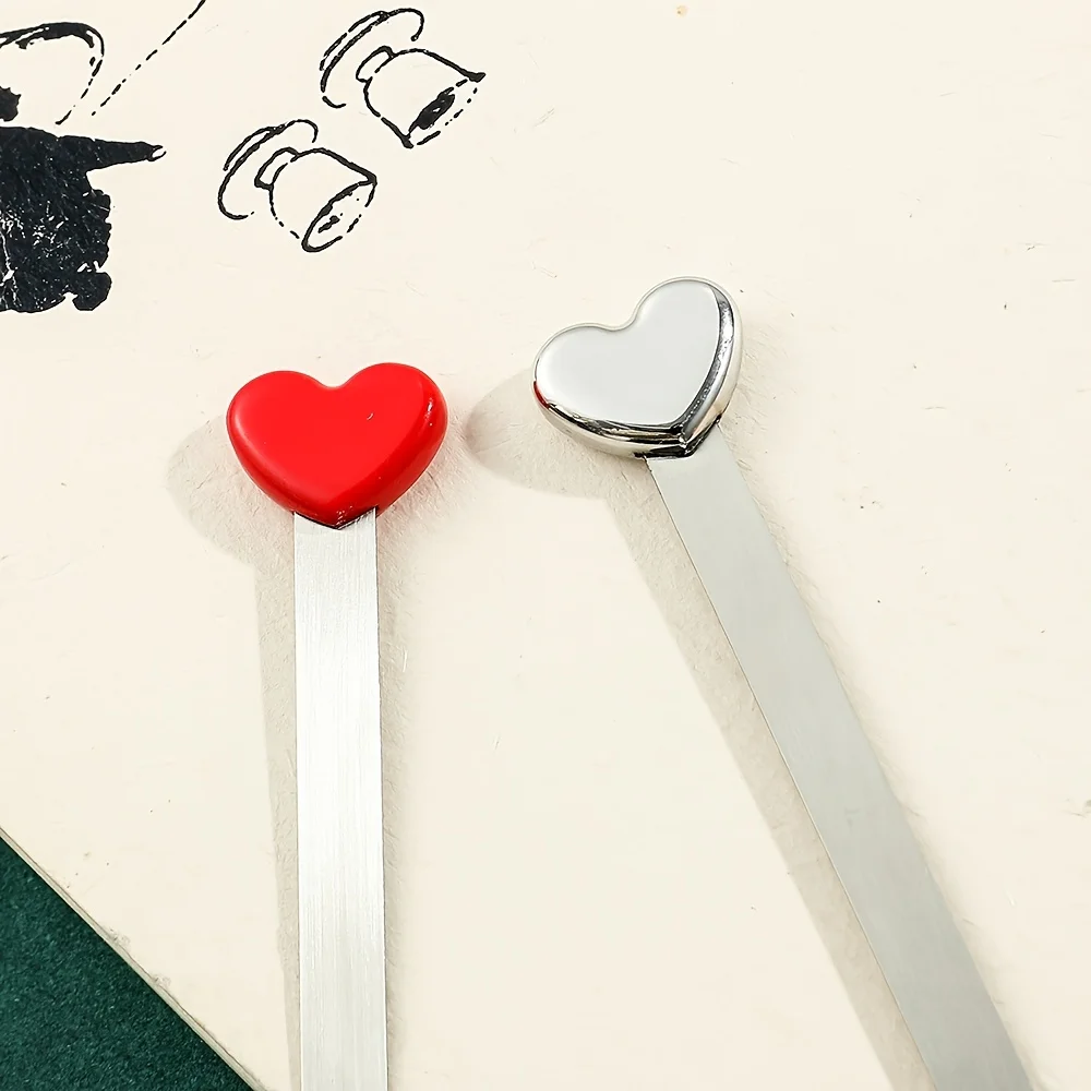 Heart Shaped Stainless Steel Bookmark, Exquisite Page Marker, Reading Stationery for Men Women