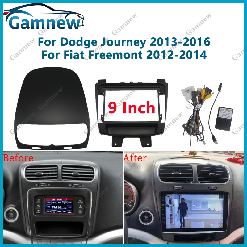 

9 Inch Car Frame Fascia Adapter Canbus Box Decoder Android Radio Dash Fitting Panel Kit For Dodge Journey Fiat Freemont