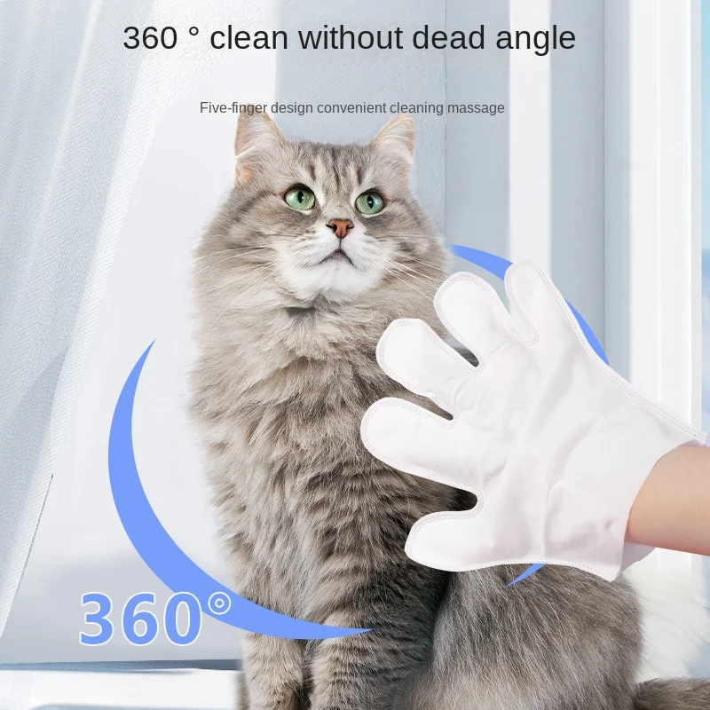 Pet Disposable Gloves Dog Body Wipes No Rinse Washing Gloves Grooming Pet Gloves Gentle Deodorizing Wipes Cat Cleaning Fur Eye