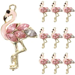 10pcs Flamingo Pendant Accessories DIY Necklace Charms Rhinestone Ornaments Necklace Diy Pendants Pendants