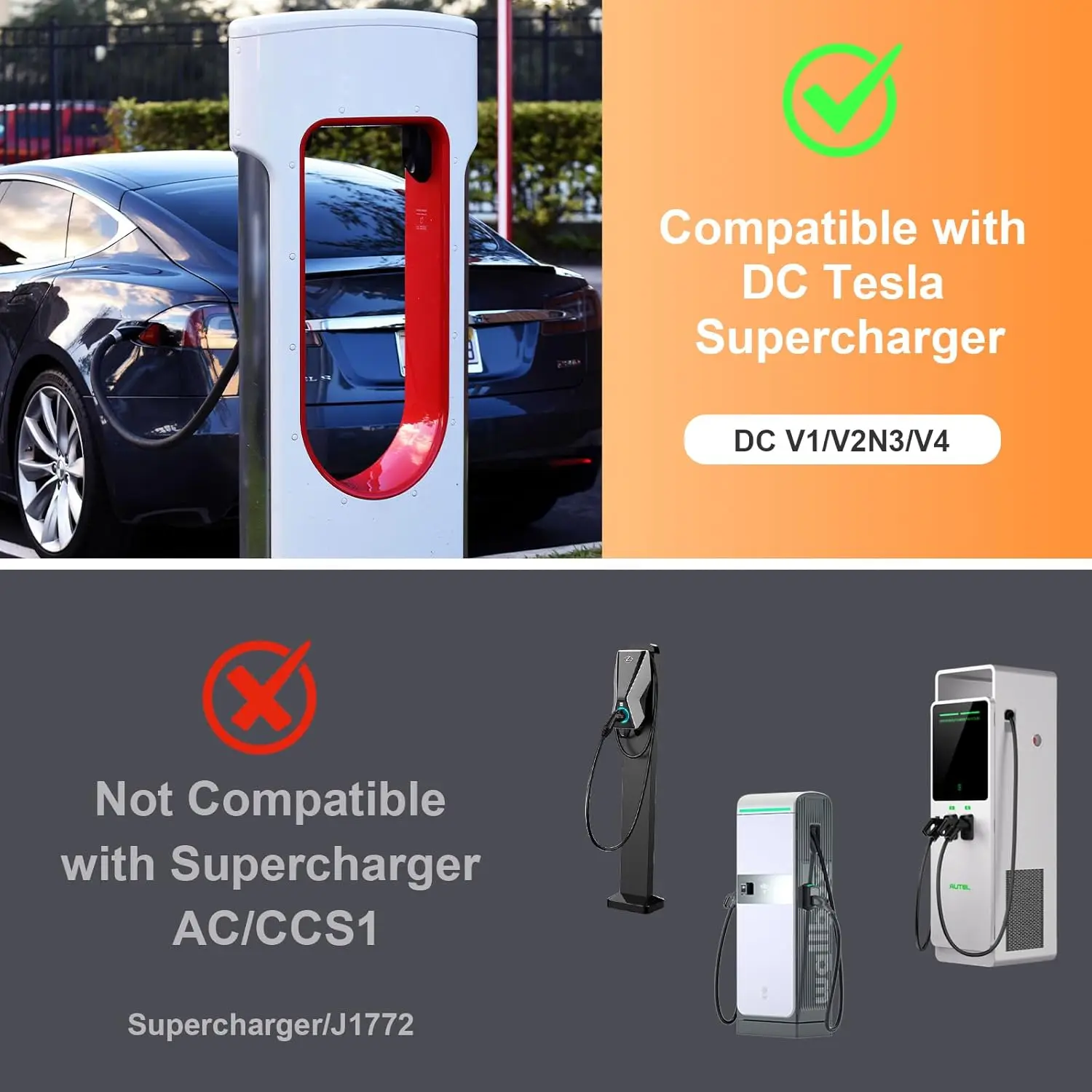 NACS to CCS1 Adapter 500A EV Charger Adapter for All Ford EVs Charging Stations Supercharger Adapter to Ccs 1 Adapter