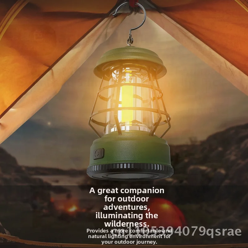 

2023 Solar Outdoor Camping Light Rechargeable Dual-Purpose LED Camping Atmosphere Light Retro Red/Black/Green - Rechargeable