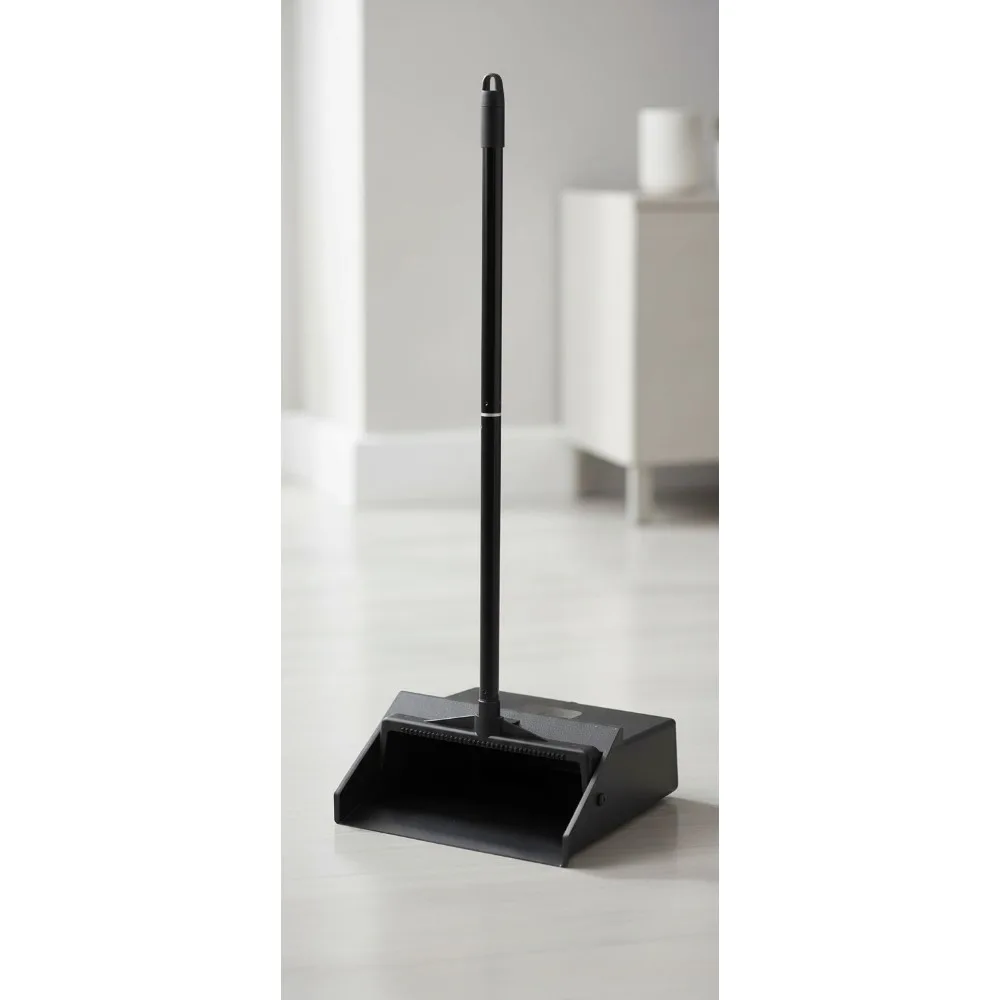 

Upright Dust Pan with Long Handle, 11x12 Inch Plastic Cleaning Tool for Home and Commercial Use