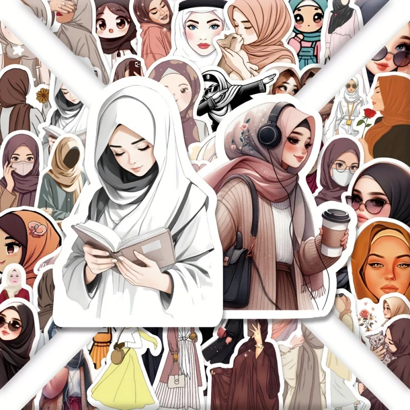 54pcs Muslim Girl Stickers Creative planner phone decoration stickers view 4