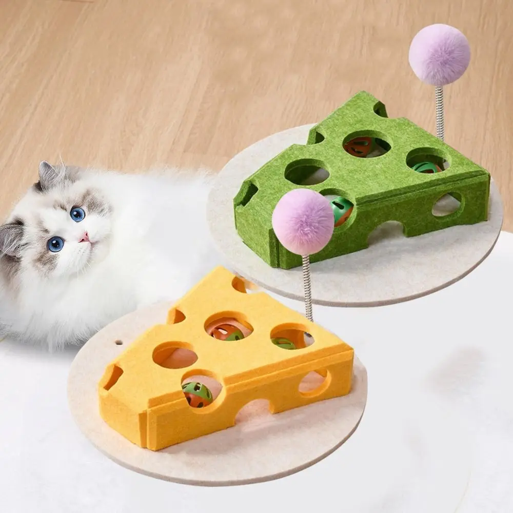 

Funny Felt Cat Puzzle Toy Interactive Hollow Cat Claw Grinding Toys with Ball Scratch Resistant Teasing Cat Box Educational
