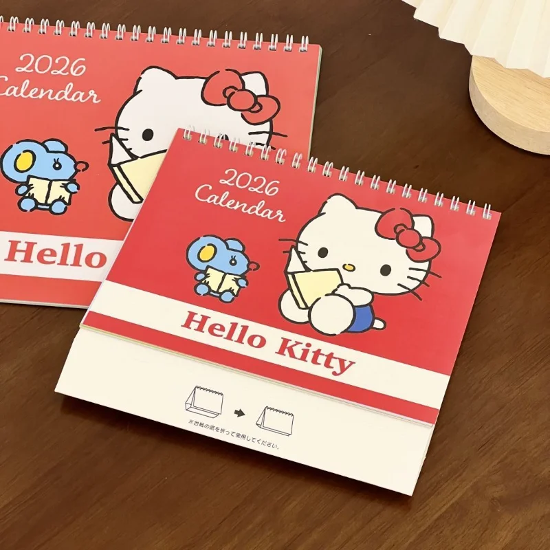 2026 مرحبا كيتي أجندة مكتبية /رزنامة مكتبية الأزياء منضدية الوجه الجدول الزمني مخطط شهري التقويم سطح المكتب الديكور مكتب القرطاسية #3