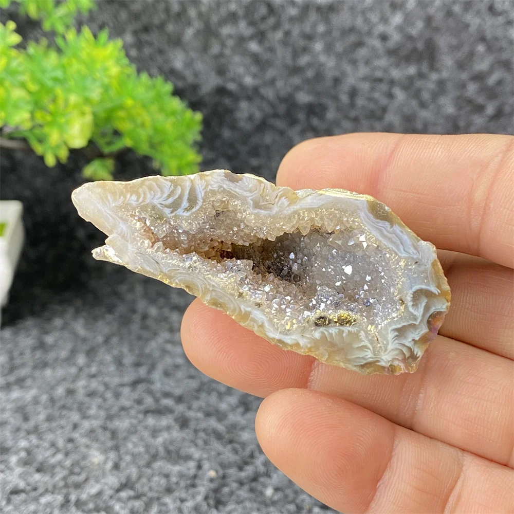 Natural Agate Geode Cave Runes Mini Cornucopia Aura Decorative Stones Home Decoration Mineral Crafts