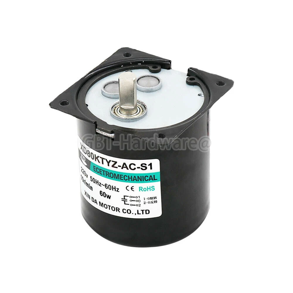 1PCS AC 220V Synchro Motor 60W High Torque Metal Gear Gear Motor 80KTYZ 5RPM 10RPM 15RPM 20RPM 30RPM 50RPM 60RPM 80RPM 110RPM