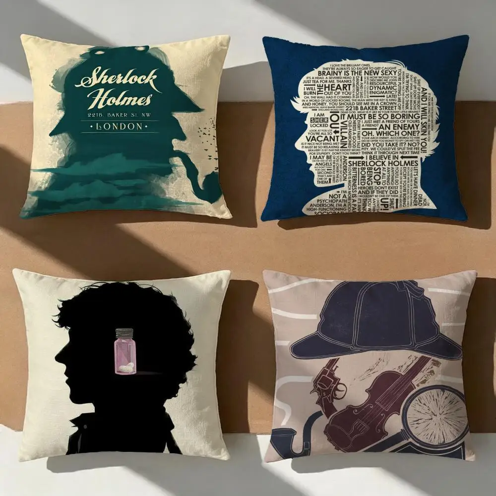 Character Sherlock Holmes Cushion Cover Pillow Cover Nordic Minimalist Throw DoubleSided Print Cushion Case for Bedroom Decor