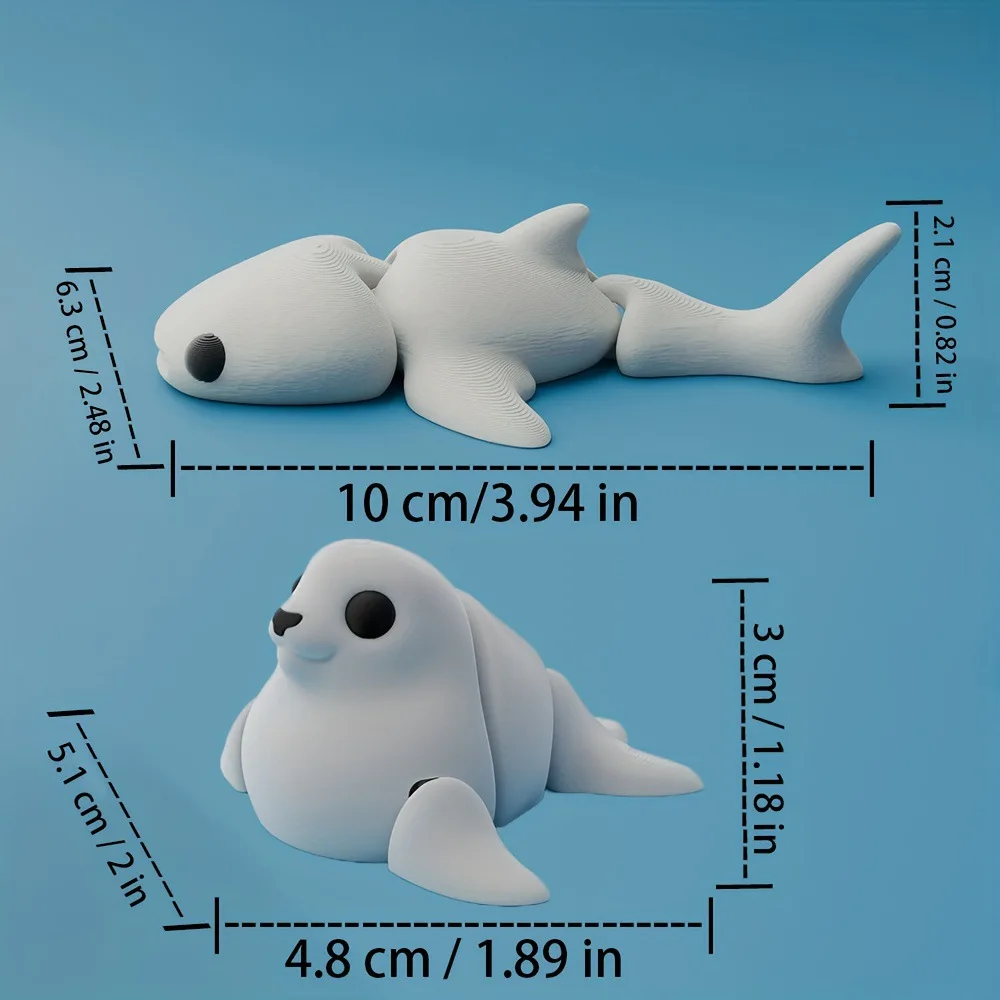 3D Printed Small Animal Joint Flexible Simulation Shark, Killer Whale Ornament Home Decoration Perfect Gift for Friends Family - view 6