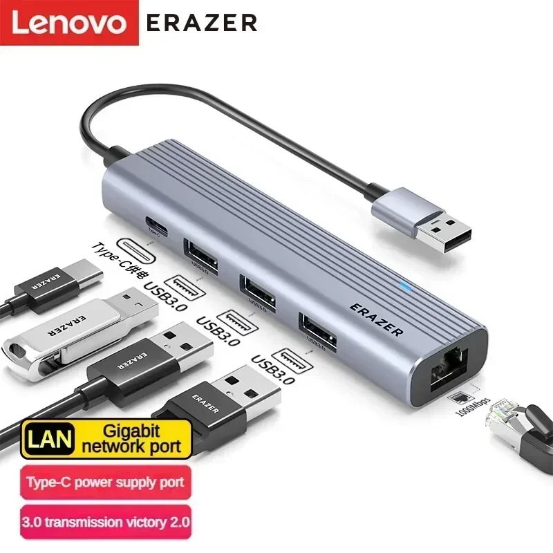 Lenovo ERAZER USB3.0 Spliter Expansion Dock Gigabit Network Port Laptops Cable Adapter RJ45 Interface Converter Usb Adapter