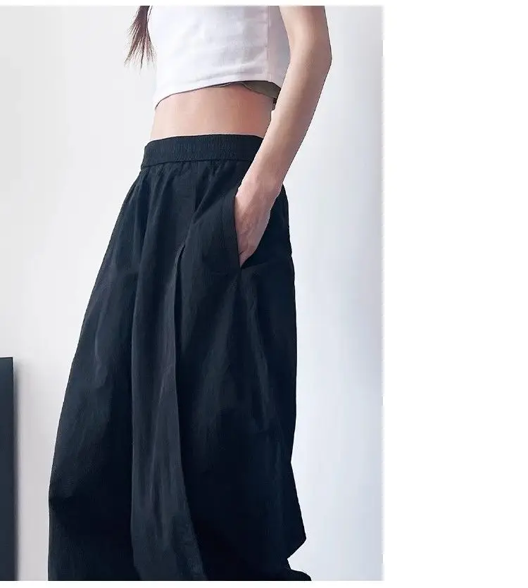 Nuevos pantalones de chándal informales y versátiles de secado rápido, pantalones de pierna ancha sueltos y delgados de cintura alta