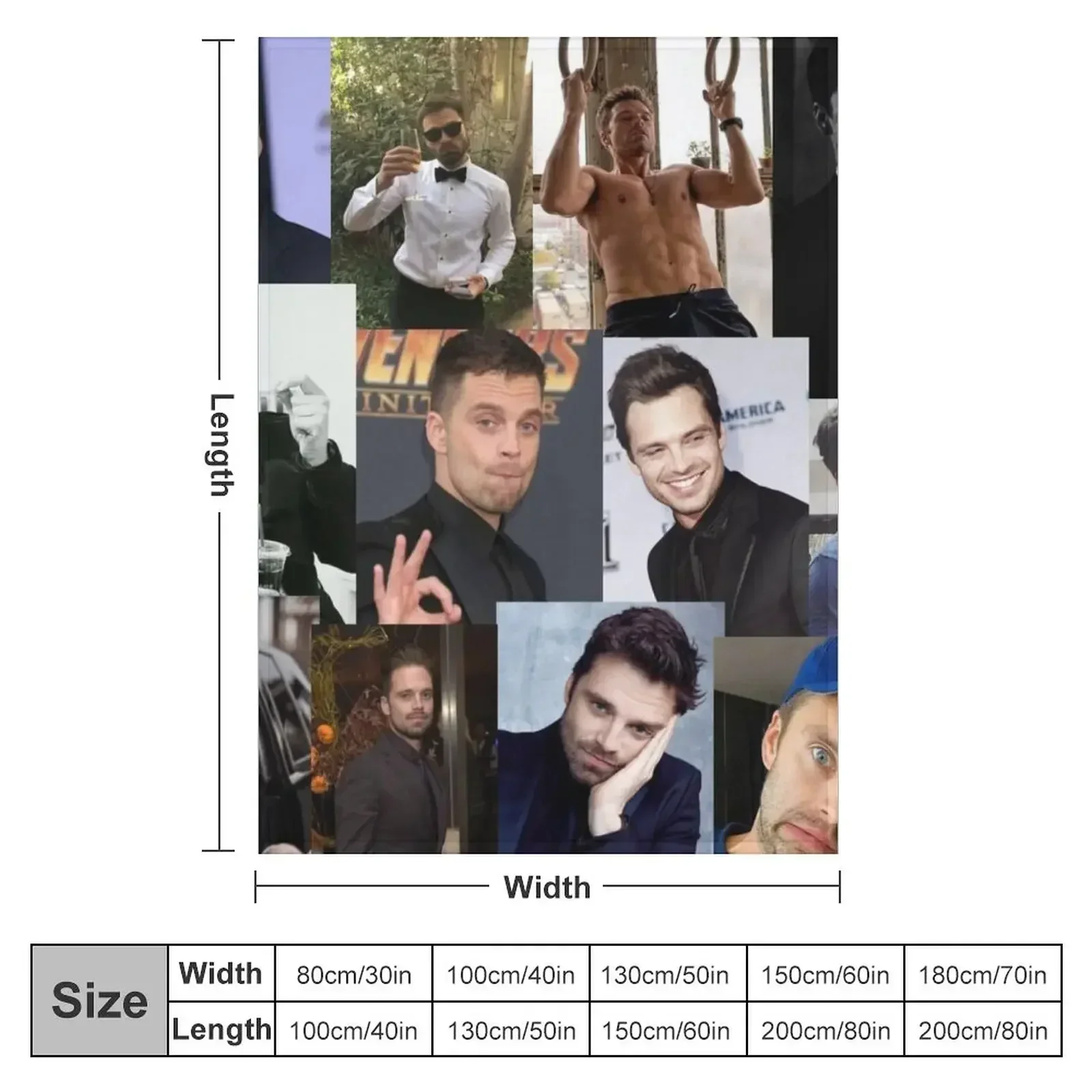 Sebastian Stan pic collage Throw Blanket Shaggy Personalized Gift Luxury Thicken Blankets