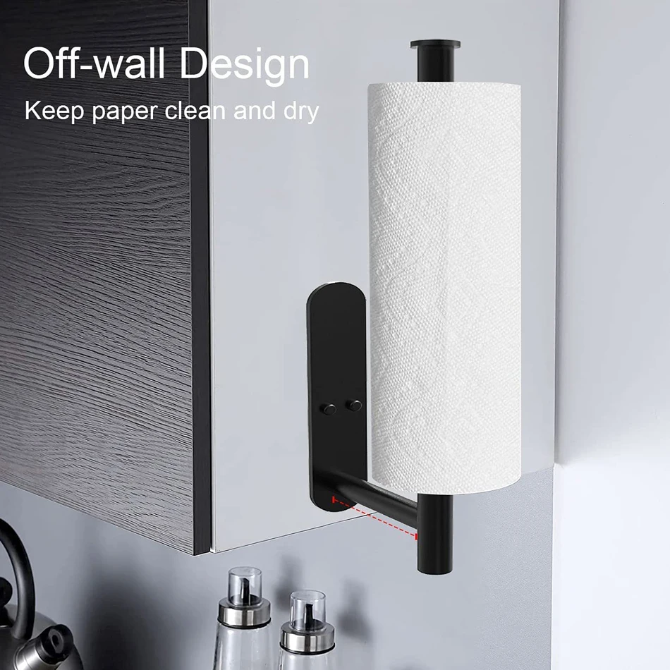 Adhesive Paper Holder Brushed Gold  304 Stainless Steel Black WC Paper Towel Roll Holder Bathroom Kitchen Tissue Shelf Free Nail