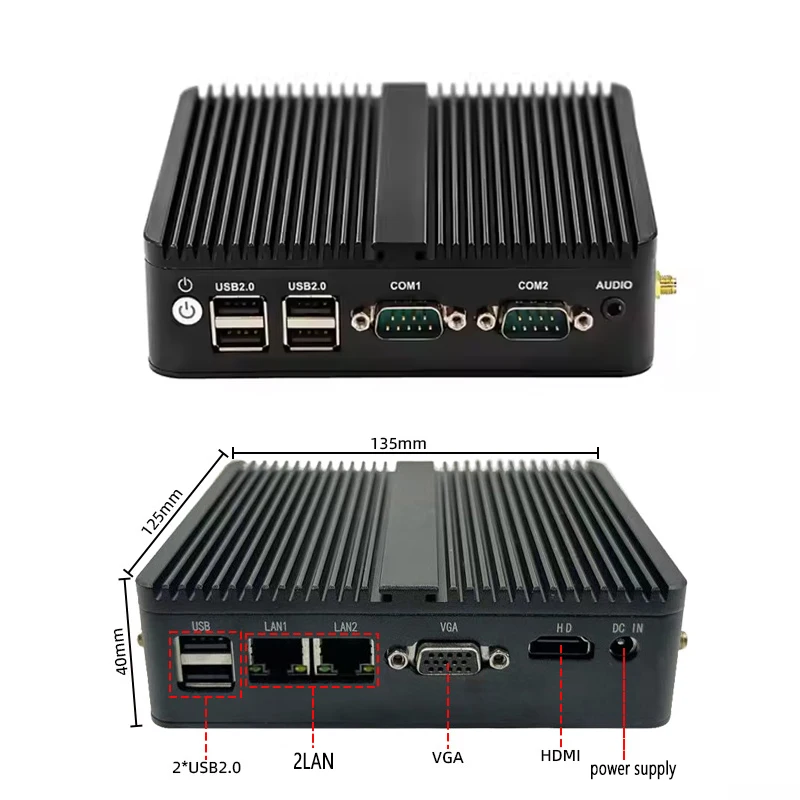 

Mini industrial control host N2840 quad-core processor dual network port + dual serial port embedded microcomputer
