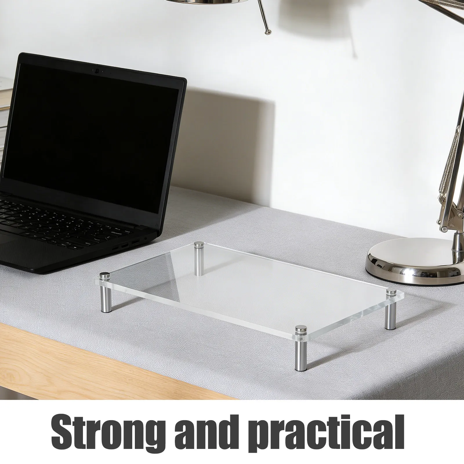 

Acrylic Monitor Stand Riser Transparent Ergonomic Desktop Display Rack for Laptop Tablet Screen Elevated Height Adjustment Space