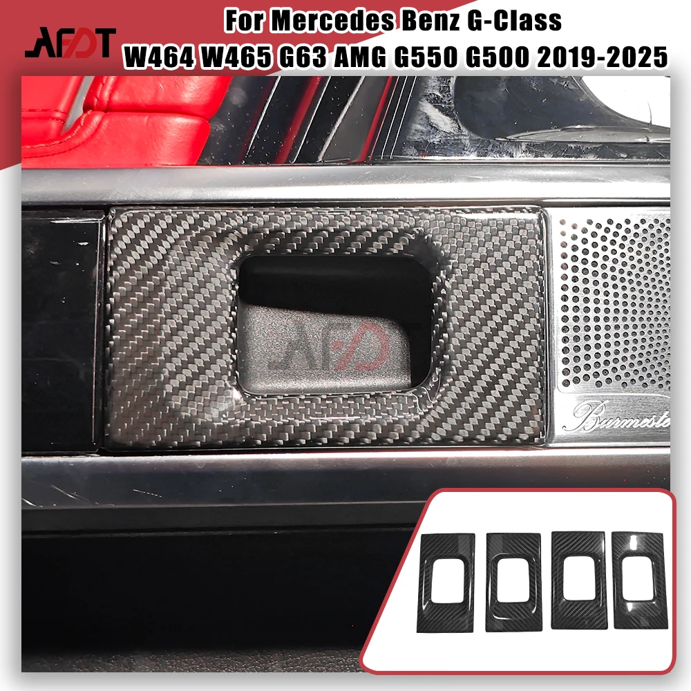 

for Benz G Class W464 G500 G63 2019-2025 Real Carbon Fiber Car Door Inner Handle Bowl Frame Cover Trim Stickers Accessories
