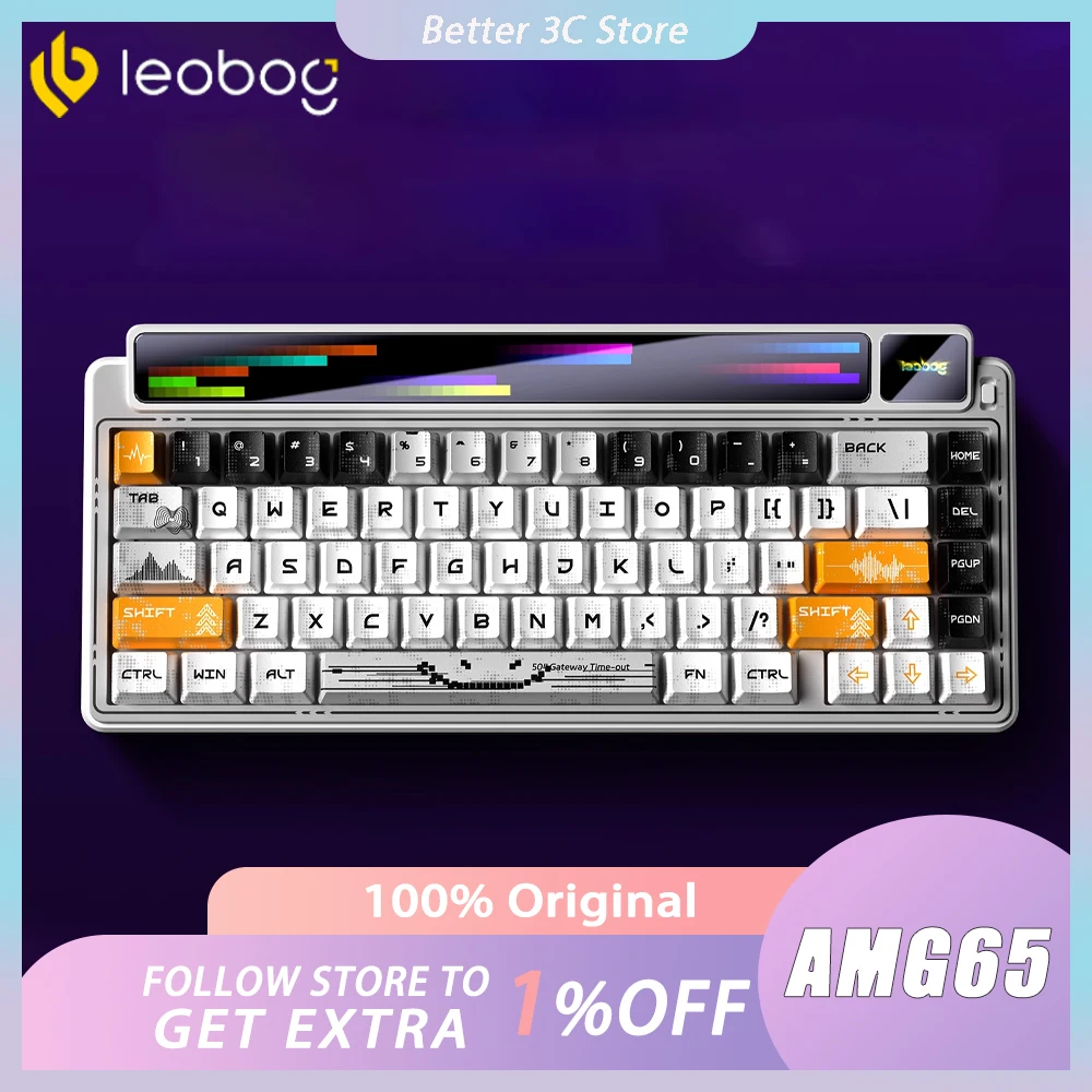 LEOBOG AMG65 Mechanical Keyboard With TFT LED Screen 3mode RGB Hot Swap Gaming Keyboard Custom Office PC Gamer Accessories Gift