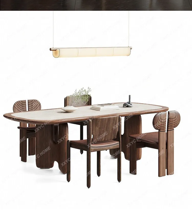Modern light luxury hall marble round table chair combination hotel homestay model room dining chair sales office living room