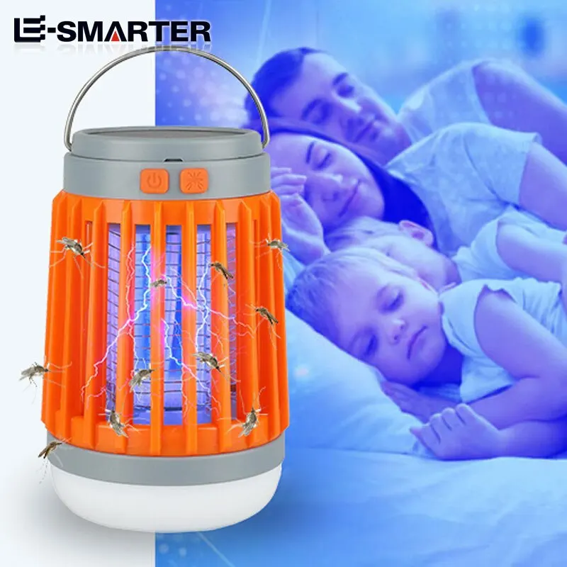 Electric Mosquito Killer Lamp UV Light Bug Zapper Trap Solar Charging Rechargeable Summer Fly Swatter Insect Killer Light