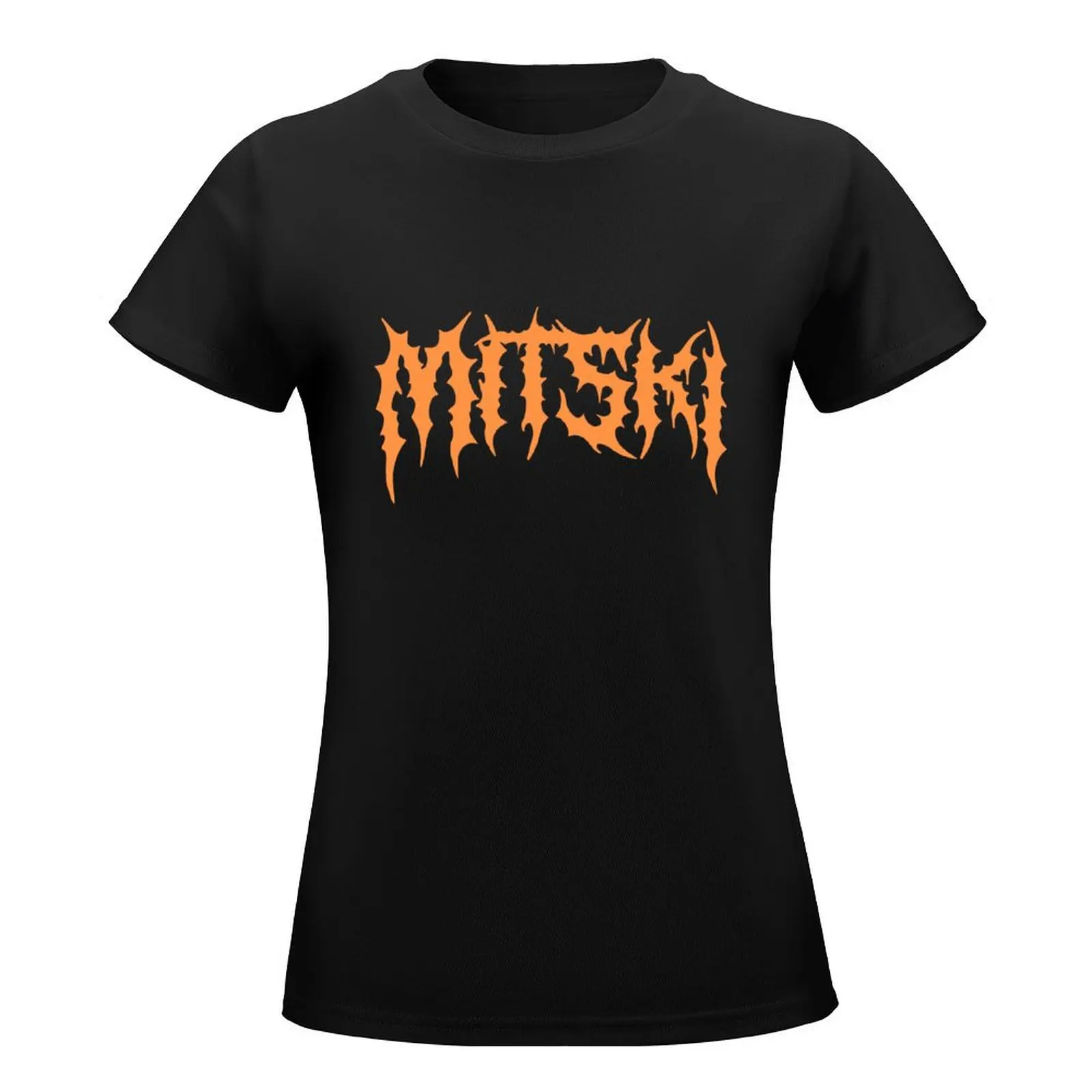 MITSKI in metal font (orange) T-Shirt Female clothing anime clothes Aesthetic clothing vintage Womens graphic t shirts