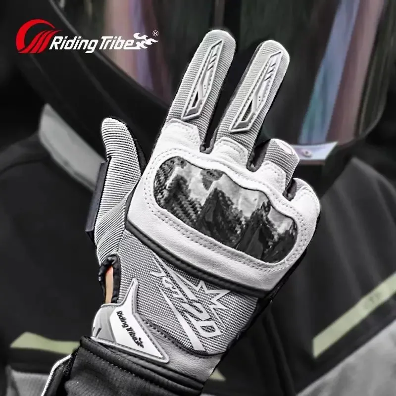 

Men's Summer Breathable Carbon Fiber Motorcycle Gloves with Armor Protection & Touchscreen Design Guantes for Riding Safety