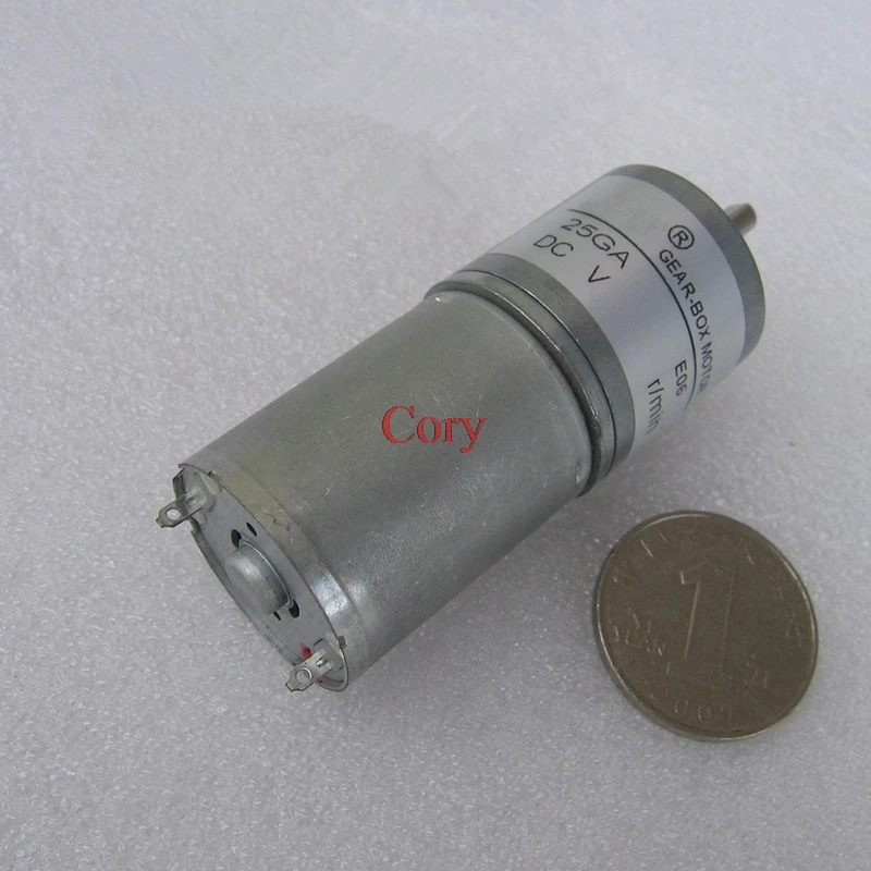 1PCS DC Gear Box Reducer Motor 25mm Diameter Slow speed D Shaft 3.5mm 6/12V 2PIN