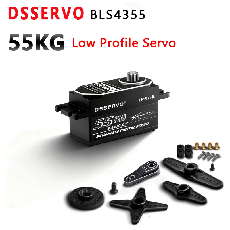 1pcs Low Profile BLS4355 Digital Servo 55KG Large Torque Waterproof Servos for RC Car Crawler SCX10 Truck Robot Upgrade Parts