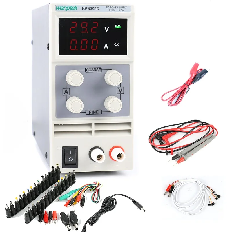 

KPS-305D Power Supply 0.1V/0.01A KPS-305DF 0.01V/0.001A Adjustable Display DC Laboratory Power Supply 30V 5A+DC Jack Set