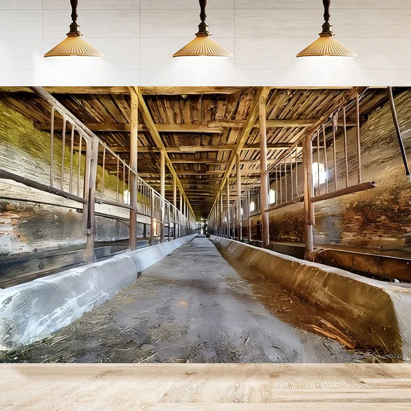 Western Stable Photography Backdrop Farm Barn Hay Straw Rustic Wooden Barn Background Country Party Decoration Banner