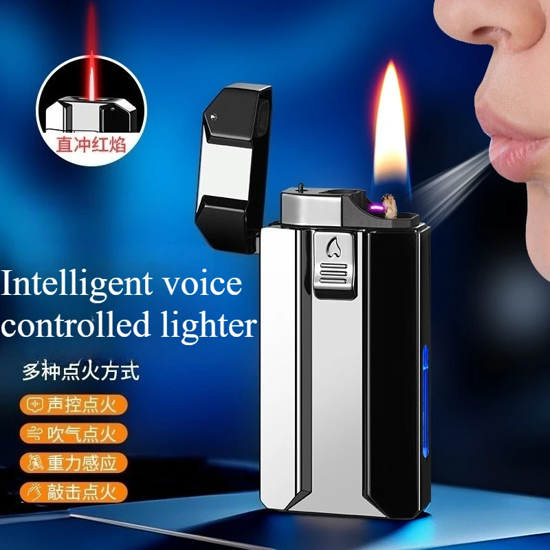 Multi Functional Gas Electric Hybrid High-end Lighter Voice Controlled Portable Sensor Lighter Cigarette Accessories