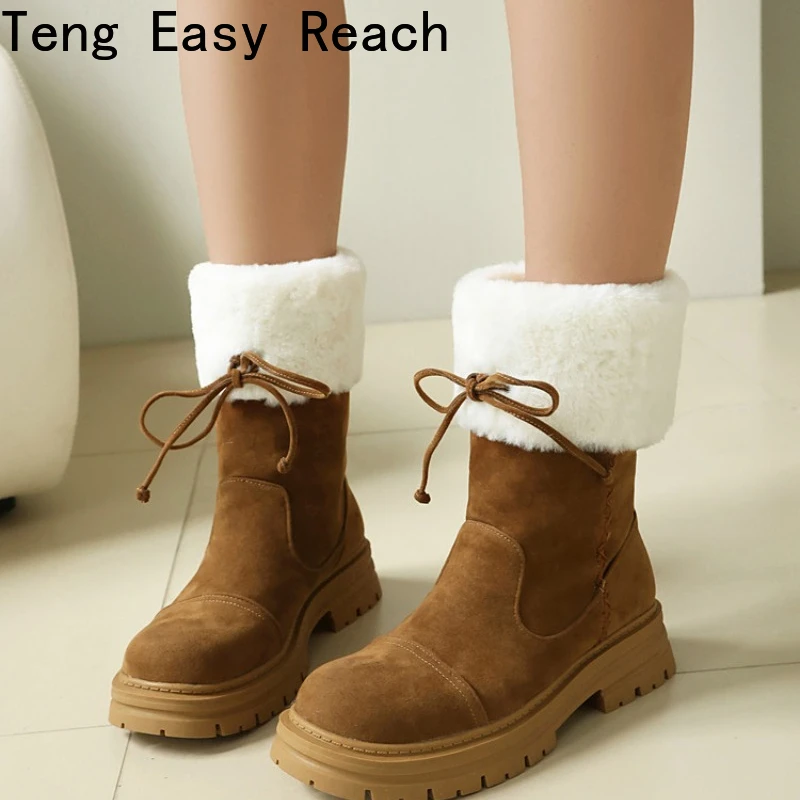 

New Women's Winter Snow Boots, Thick-soled Warm Short Shoes, Simple, Comfortable, Anti-slip and Wear-resistant