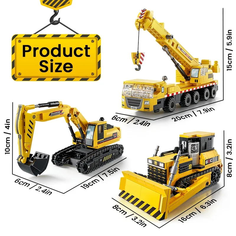 

Серия строительной техники: Городской технический бульдозер, Тяжелый карьерный самосвал, Кран, Экскаватор, Конструктор, Игрушки для детей