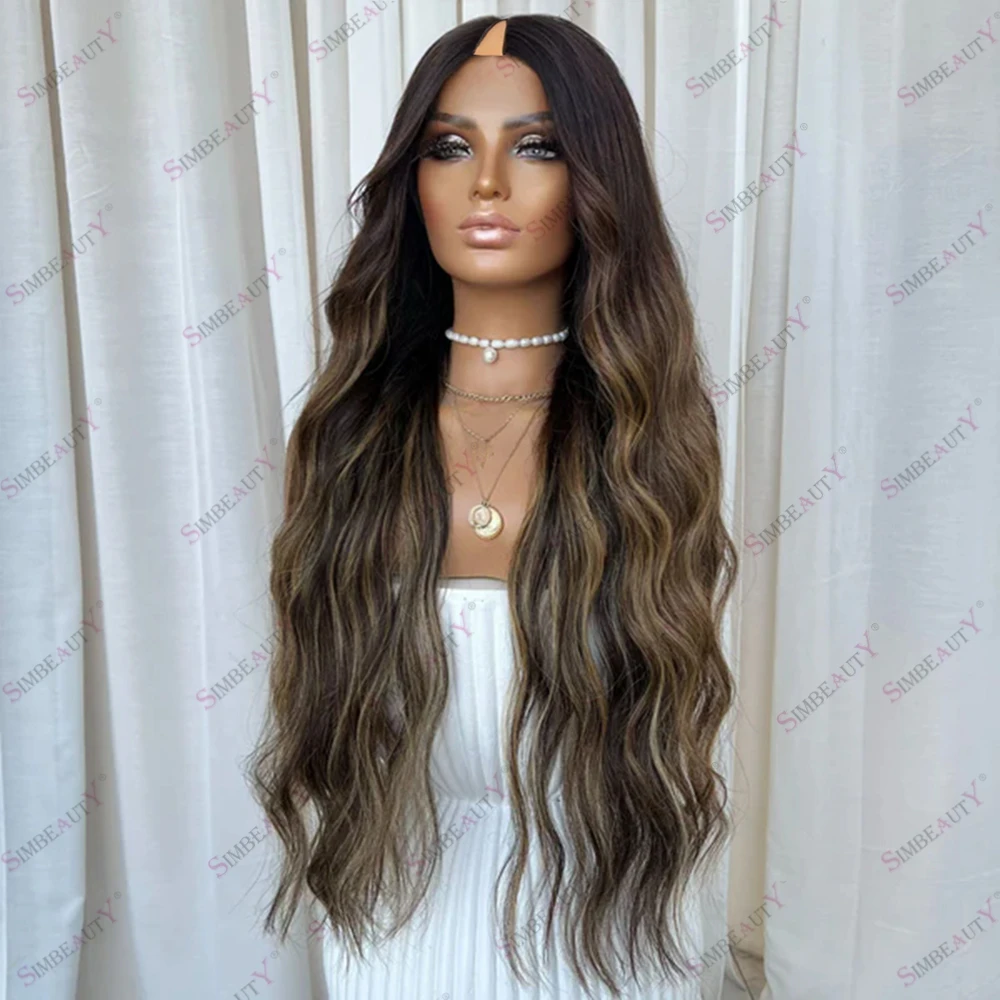 

Loose Wave Cool Blonde Super Long Human Hair 30Inches U Part Wigs for Women V Shape Glueless 1x4 Clips In Remy Indian Hair Wigs