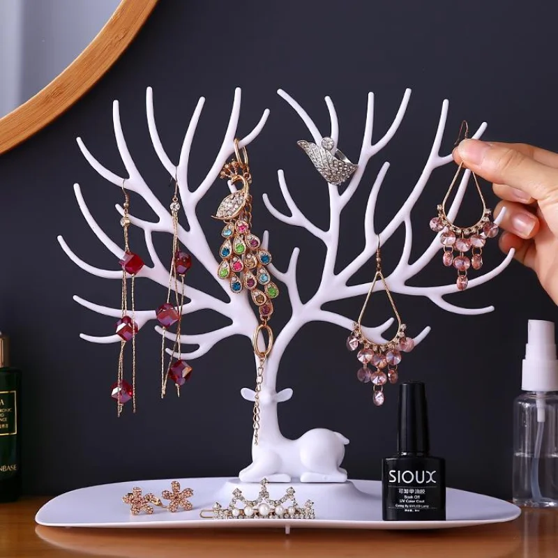 Deer Earrings Necklace Ring Pendant Bracelet Jewelry Display Stand Tray Tree Storage Racks Organizer Holder Make Up Decoration