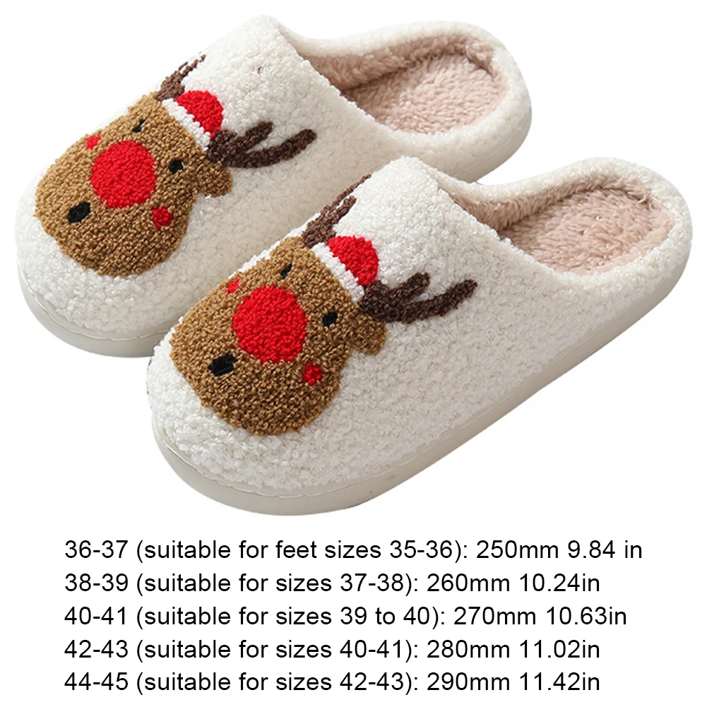 Christmas Deer Slippers Women Men Indoor Warm Slipper Slip-On Comfy House Slippers Bedroom Slipper for Winter for Christmas Gift - Image 6