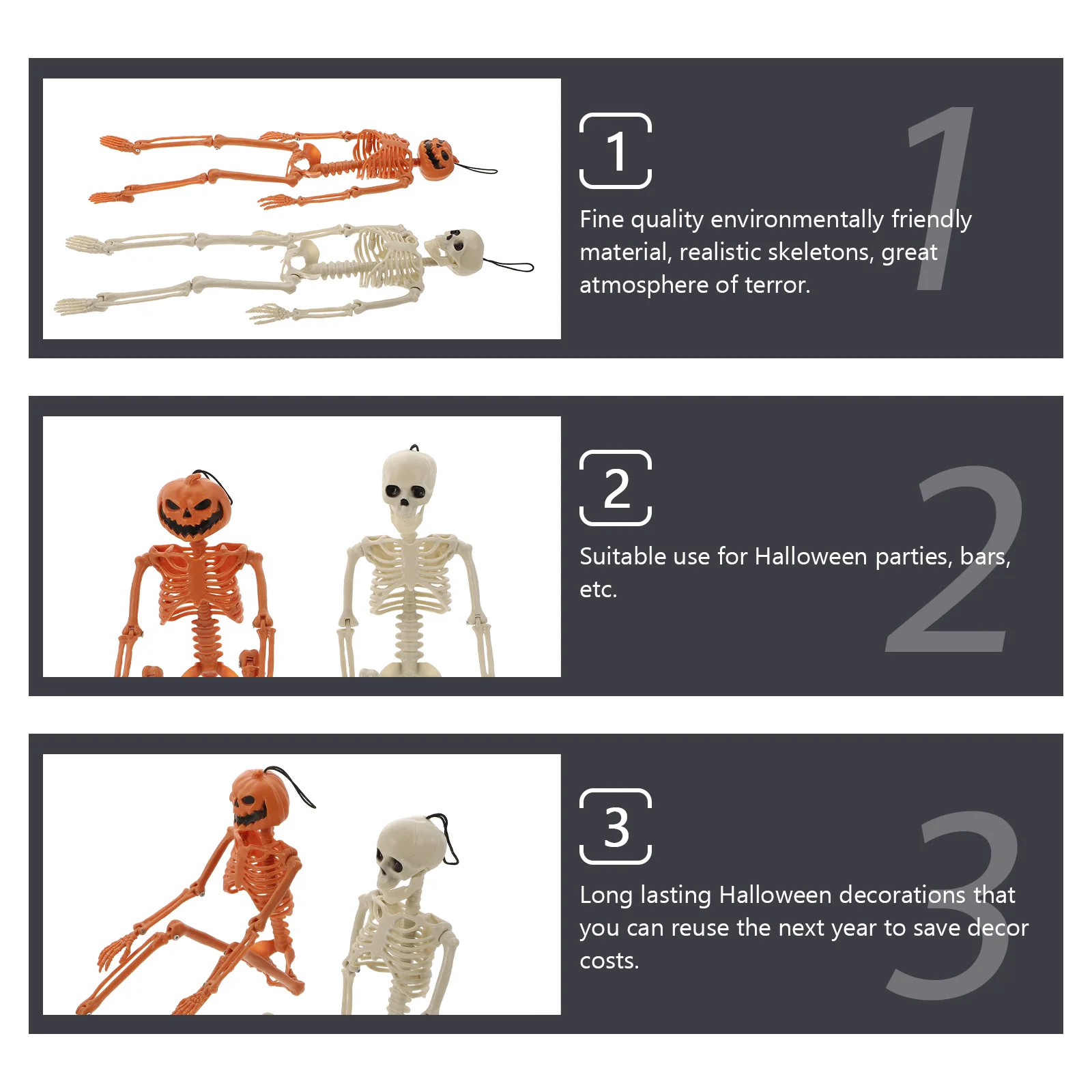 

2pcs Simulated Models Crafts Creepy Halloween Decor Plastic Bone Decorations Statue For Home Scene Layout Decor