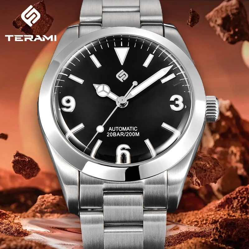 

TERAMI Luxury Men Watch 38mm Vintage Diver NH35 Movement Automatic Mechanical Sapphire Crystal 20Bar Waterproof Luminous