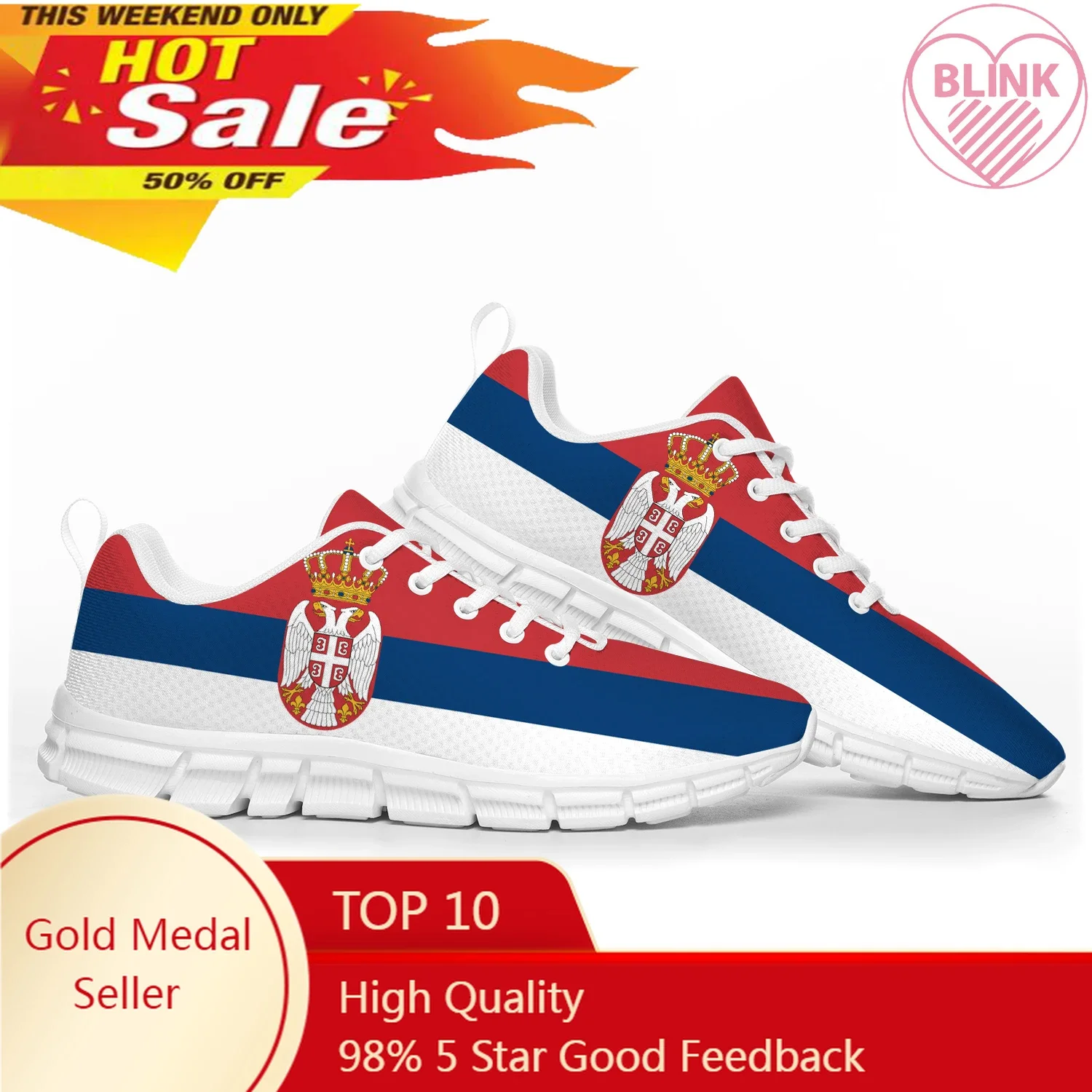 Zapatos deportivos con bandera de Serbia para hombres, mujeres, adolescentes, niños, zapatillas de deporte casuales de Serbia, zapatos de pareja personalizados de alta calidad