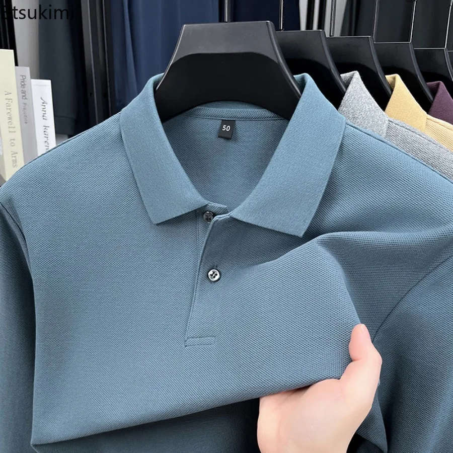 

Men's Pure Cotton Long Sleeved Polo Shirt Fashion Brand Simple Solid Color Autumn Winter New Comfortable Casual Lapel T-shirt