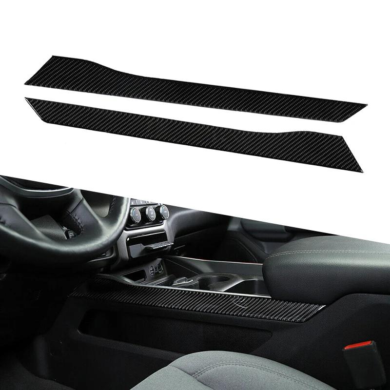 Black Carbon Fiber Center Console Armrest Box Side Panel Trim Cover Strip Fit for Dodge RAM 1500 2022-2020 2019 2018