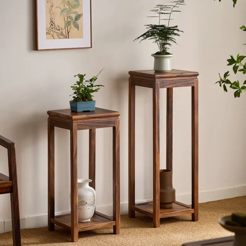 Chinese Style Display Stand Walnut Wood Flower Stand Next To TV Cabinet Plant Holder Living Room Balcony Floor Flower Table