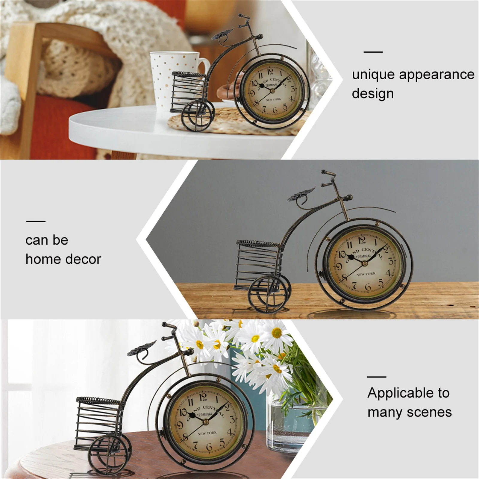 

Home Decor Clocks for Shelves Decorative Vintage Table Tabletop Novelty Outdoor Wall