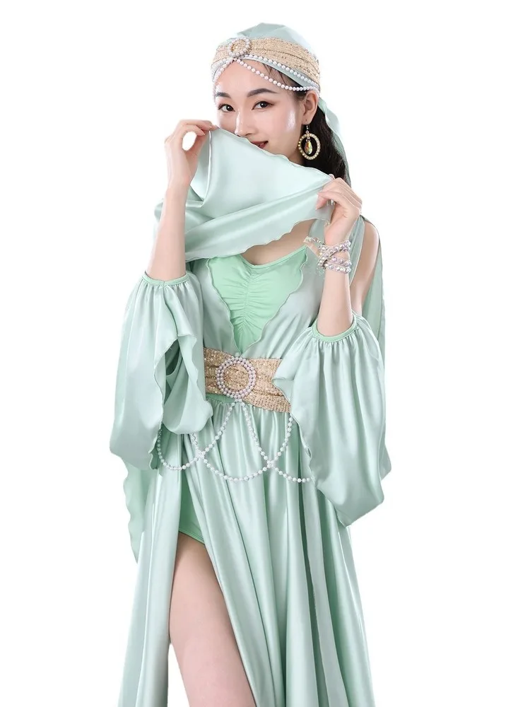 Solid Color Belly Dance Costume Performance Clothings Adult Latin Clothes Loose Flamco Suit 2024 Jazz Split Oriental Arab Woman