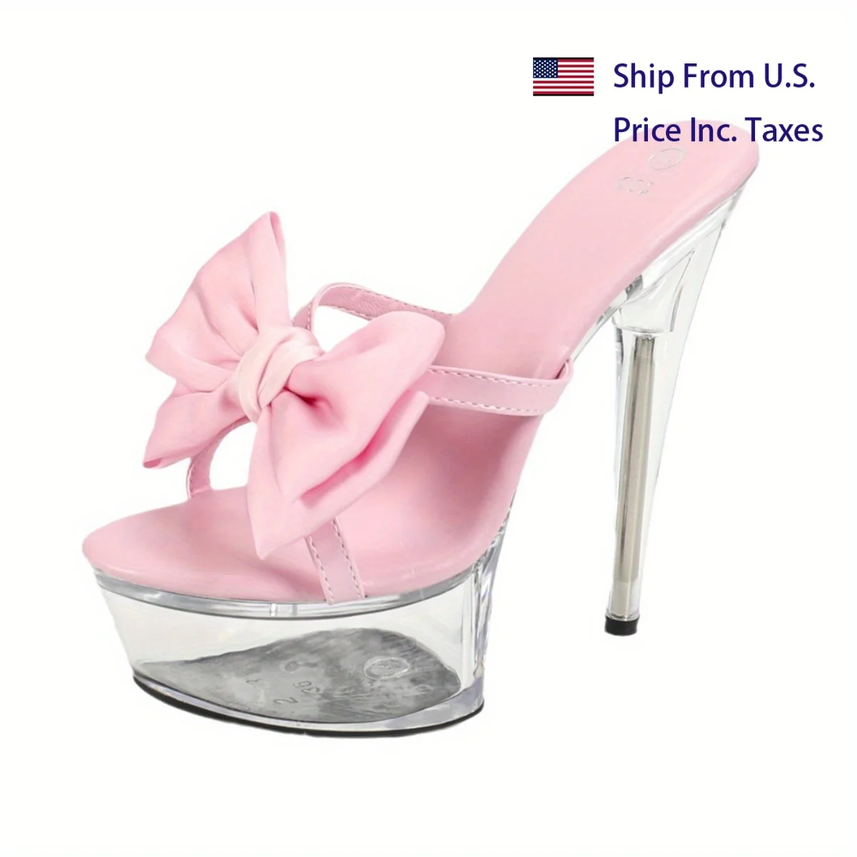 Women's Crystal Pink Bow Stiletto High Heels