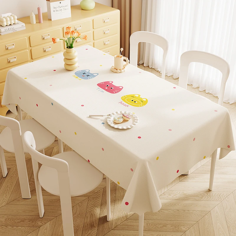 Korean Ins Style Pvc Tablecloth Cartoon Washfree Oil-Proof Table Mat for Dining Multi-Purpose Square Insulation Aesthetic Decor